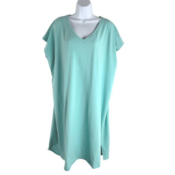 Eileen Fisher V-Neck K/L Dress 1X Stretch Jersey Organic Cotton Blend NWT DR1763 - Picture 1 of 11